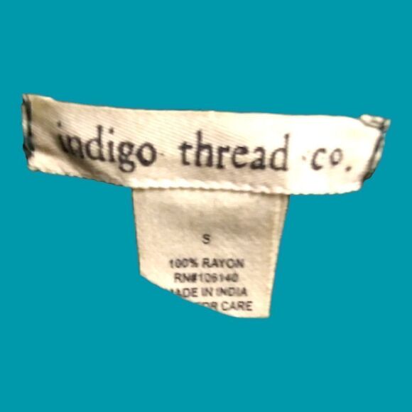 INDIGO THREAD CO. Gauze TEAL TUNIC/TANK with Awesome Color & Trim SIZE S NWOT - Picture 6 of 6